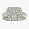 Sparkle Allure Womens Cubic Zirconia Pure Silver Over Brass Heart Cocktail Ring In Silver