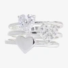 Sparkle Allure Womens Cubic Zirconia Pure Silver Over Brass Heart Delicate Solitaire Ring Set In Transparent