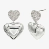 Sparkle Allure Womens Cubic Zirconia Pure Silver Over Brass Heart Drop Earrings In Transparent