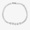Sparkle Allure Womens Cubic Zirconia Pure Silver Over Brass Heart Round 7.5 Inch Tennis Bracelet In Transparent