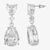 Sparkle Allure Womens Cubic Zirconia Pure Silver Over Brass Heart Round Drop Earrings In Transparent