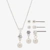 Sparkle Allure Womens Cubic Zirconia Pure Silver Over Brass Hypoallergenic 4-pc. Jewelry Set In Silver