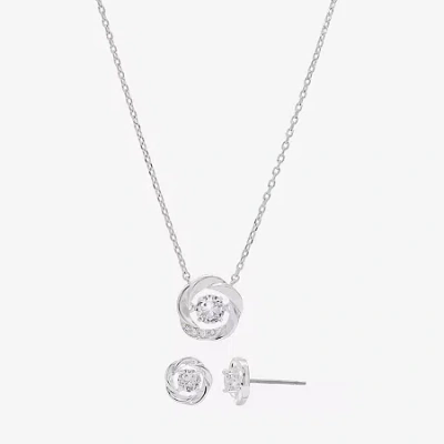 Sparkle Allure Womens Cubic Zirconia Pure Silver Over Brass Knot 2-pc. Jewelry Set In Transparent
