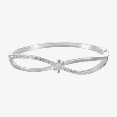 Sparkle Allure Womens Cubic Zirconia Pure Silver Over Brass Knot Bangle Bracelet