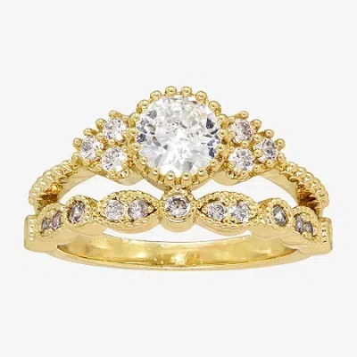 Sparkle Allure Womens Cubic Zirconia Pure Silver Over Brass Moon Bridal Set In Gold