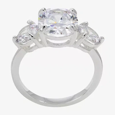 Sparkle Allure Womens Cubic Zirconia Pure Silver Over Brass Oval 3-stone Engagement Ring In Brown