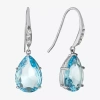 Sparkle Allure Womens Cubic Zirconia Pure Silver Over Brass Oval Drop Earrings In Blue