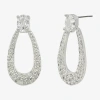 Sparkle Allure Womens Cubic Zirconia Pure Silver Over Brass Oval Drop Earrings In Silver