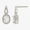 Sparkle Allure Womens Cubic Zirconia Pure Silver Over Brass Oval Drop Earrings In Metallic