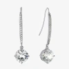 Sparkle Allure Womens Cubic Zirconia Pure Silver Over Brass Oval Drop Earrings In Silver