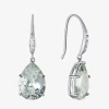 Sparkle Allure Womens Cubic Zirconia Pure Silver Over Brass Oval Drop Earrings In White