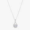 Sparkle Allure Womens Cubic Zirconia Pure Silver Over Brass Pear 16 Inch Pendant Necklace In Metallic