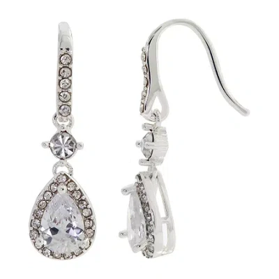 Sparkle Allure Womens Cubic Zirconia Pure Silver Over Brass Pear Drop Earrings In Transparent