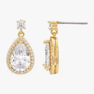 Sparkle Allure Womens Cubic Zirconia Pure Silver Over Brass Pear Drop Earrings In Transparent