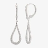 Sparkle Allure Womens Cubic Zirconia Pure Silver Over Brass Pear Drop Earrings In Transparent