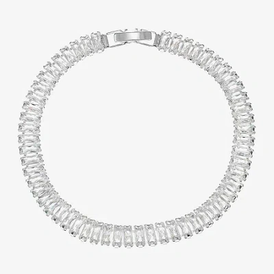 Sparkle Allure Womens Cubic Zirconia Pure Silver Over Brass Rectangular 7.5 Inch Tennis Bracelet In Transparent