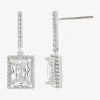 Sparkle Allure Womens Cubic Zirconia Pure Silver Over Brass Rectangular Drop Earrings In Transparent