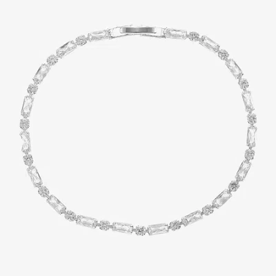 Sparkle Allure Womens Cubic Zirconia Pure Silver Over Brass Rectangular Round 7.5 Inch Tennis Bracelet In Transparent