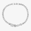 Sparkle Allure Womens Cubic Zirconia Pure Silver Over Brass Rectangular Round Square 7.5 Inch Tennis Bracelet In Metallic