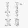 Sparkle Allure Womens Cubic Zirconia Pure Silver Over Brass Rectangular Square Marquise Drop Earrings In Metallic