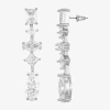 Sparkle Allure Womens Cubic Zirconia Pure Silver Over Brass Rectangular Square Marquise Drop Earrings In Transparent