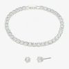 Sparkle Allure Womens Cubic Zirconia Pure Silver Over Brass Round 2-pc. Jewelry Set In Metallic