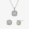 Sparkle Allure Womens Cubic Zirconia Pure Silver Over Brass Round 2-pc. Jewelry Set In Metallic