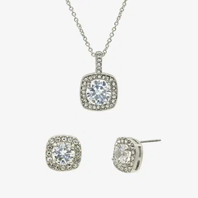Sparkle Allure Womens Cubic Zirconia Pure Silver Over Brass Round 2-pc. Jewelry Set In Metallic