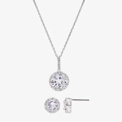 Sparkle Allure Womens Cubic Zirconia Pure Silver Over Brass Round 2-pc. Jewelry Set