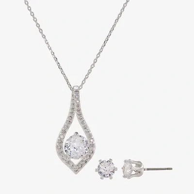 Sparkle Allure Womens Cubic Zirconia Pure Silver Over Brass Round 2-pc. Jewelry Set