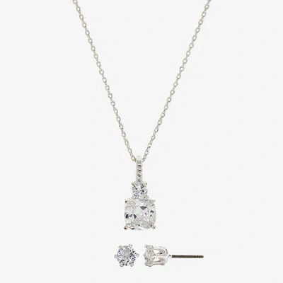 Sparkle Allure Womens Cubic Zirconia Pure Silver Over Brass Round 2-pc. Jewelry Set In Metallic