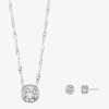 Sparkle Allure Womens Cubic Zirconia Pure Silver Over Brass Round 2-pc. Jewelry Set In Metallic