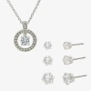 Sparkle Allure Womens Cubic Zirconia Pure Silver Over Brass Round 4-pc. Jewelry Set In Silver