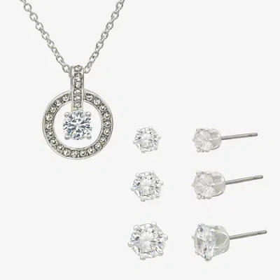 Sparkle Allure Womens Cubic Zirconia Pure Silver Over Brass Round 4-pc. Jewelry Set