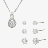 Sparkle Allure Womens Cubic Zirconia Pure Silver Over Brass Round 4-pc. Jewelry Set In Metallic