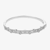 Sparkle Allure Womens Cubic Zirconia Pure Silver Over Brass Round Bangle Bracelet In Metallic