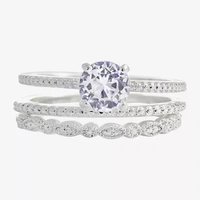 Sparkle Allure Womens Cubic Zirconia Pure Silver Over Brass Round Cocktail Ring