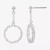 Sparkle Allure Womens Cubic Zirconia Pure Silver Over Brass Round Drop Earrings In Transparent