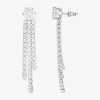 Sparkle Allure Womens Cubic Zirconia Pure Silver Over Brass Round Drop Earrings In Silver