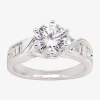 Sparkle Allure Womens Cubic Zirconia Pure Silver Over Brass Round Engagement Ring In Silver