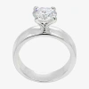 Sparkle Allure Womens Cubic Zirconia Pure Silver Over Brass Round Solitaire Engagement Ring In Transparent
