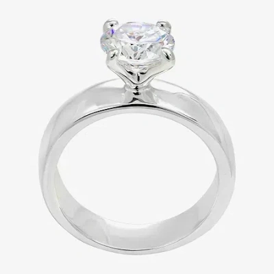 Sparkle Allure Womens Cubic Zirconia Pure Silver Over Brass Round Solitaire Engagement Ring In Transparent