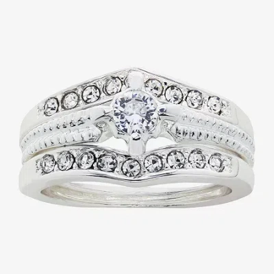 Sparkle Allure Womens Cubic Zirconia Pure Silver Over Brass Solitaire Bridal Set In Metallic