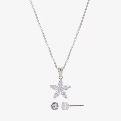 Sparkle Allure Womens Cubic Zirconia Pure Silver Over Brass Star 2-pc. Jewelry Set In Transparent