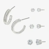 Sparkle Allure Womens Cubic Zirconia Round 4 Pair Earring Set In Transparent