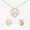 Sparkle Allure Womens Cubic Zirconia Simulated Pearl 14k Gold Over Brass 2-pc. Jewelry Set In Gold