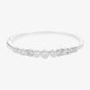 Sparkle Allure Womens Cubic Zirconia Simulated Pearl Pure Silver Over Brass Round Bangle Bracelet In Metallic