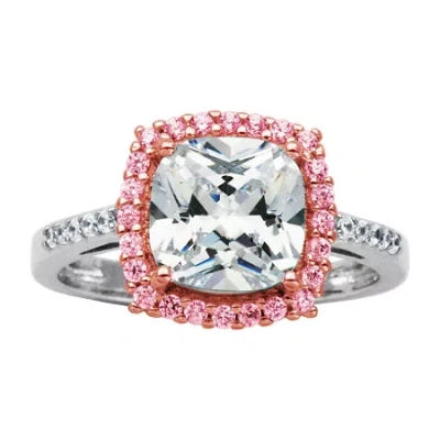 Sparkle Allure Womens Cubic Zirconia Square Halo Engagement Ring In Multi