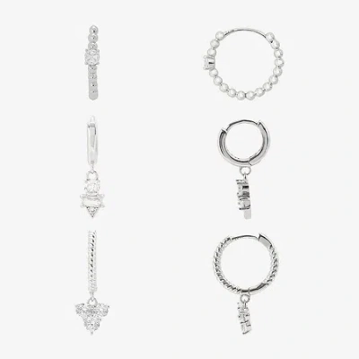 Sparkle Allure Womens Genuine Cubic Zirconia Round 3 Pair Earring Set In Metallic