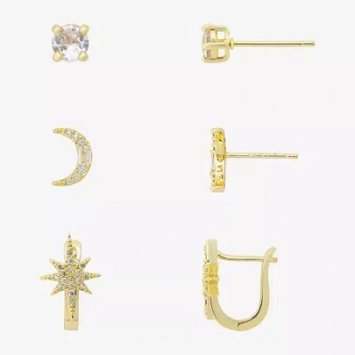 Sparkle Allure Womens Genuine Cubic Zirconia Round 3 Pair Earring Set In Multi